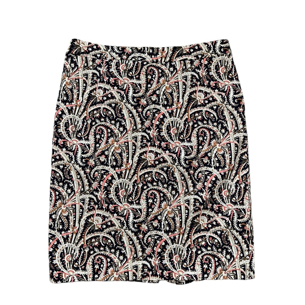 J. Crew No 2 Pencil Fully Lined Navy Print Skirt Size 6